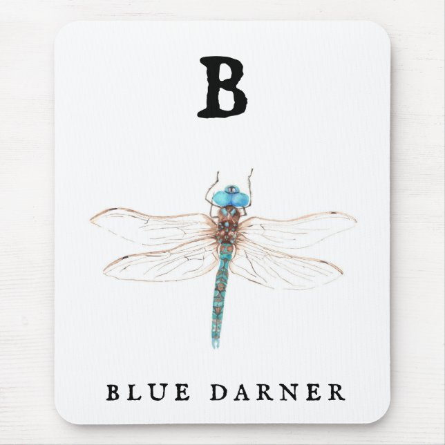 "B" Blue Darner  Mouse Mat (Front)
