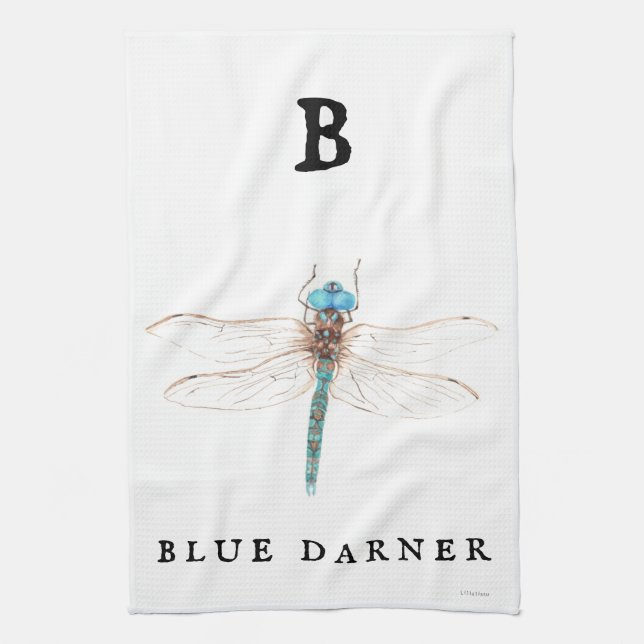 "B" Blue Darner  Tea Towel (Vertical)