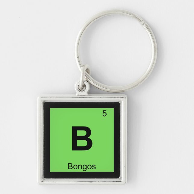 B - Bongos Music Chemistry Periodic Table Symbol Key Ring (Front)