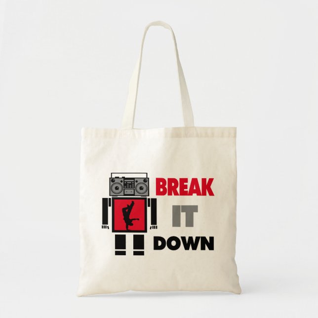 B Boy Boombox Robot Break It Down Tote Bag (Front)
