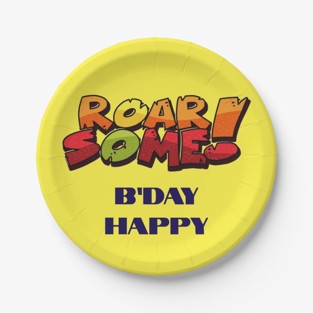 “B’Day Happy” Round Paper Plate (Front)