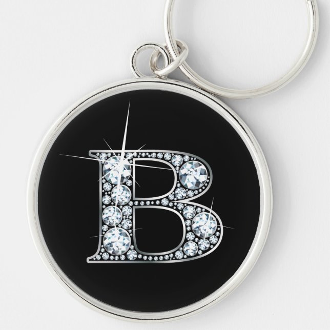 "B" Diamond Bling Keychain (Front)