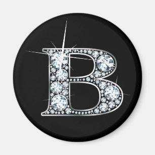 "B" Diamond Bling Magnet