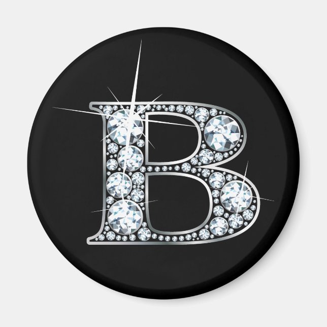 "B" Diamond Bling Magnet (Front)