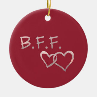 B F F with Linked Hearts and Names Ornament