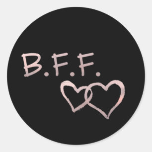 B F F with Linked Hearts Classic Round Sticker