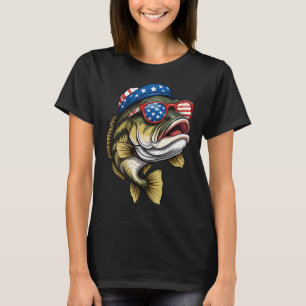 B Fish 4th Of July American Us Flag Patriotic Fish T-Shirt