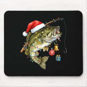 B Fish Festive Lights Christmas Funny Fishing Long Mouse Mat