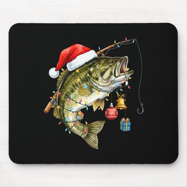 B Fish Festive Lights Christmas Funny Fishing Long Mouse Mat (Front)