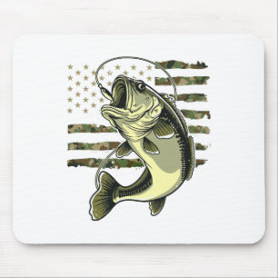 B Fish Fishing Usa American Flag Camouflage Fisher Mouse Mat