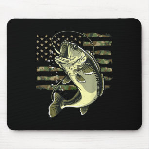 B Fish Fishing Usa American Flag Camouflage Fisher Mouse Mat