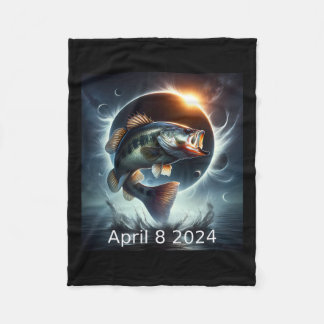 B Fish Solar Eclipse April 8 2024  Fleece Blanket