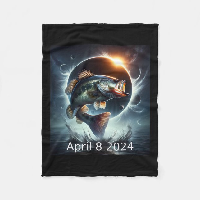 B Fish Solar Eclipse April 8 2024  Fleece Blanket (Front)