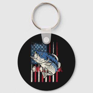 B Fish Us American Flag Patriotic Fishing Fisherma Key Ring