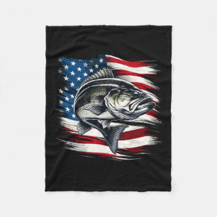 B Fish Usa Flag Fisherman 4th Of July Fishing Fleece Blanket