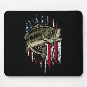 B Fishing American Flag 4th Of July Gift For Fishe Mouse Mat