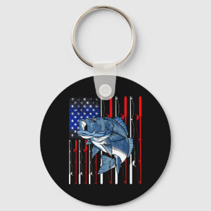 B Fishing American Flag Patriotic Fishing Fisherma Key Ring