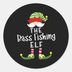 B Fishing Elf Group Christmas Funny Pajama Party Classic Round Sticker