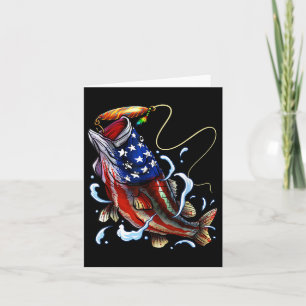 B Fishing Fish American Flag Dad Father Fourth Of Card