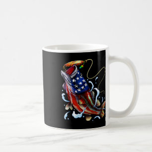 B Fishing Fish American Flag Dad Father Fourth Of Coffee Mug