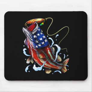 B Fishing Fish American Flag Dad Father Fourth Of  Mouse Mat