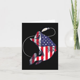 B Fishing Fish American Flag Patriotic Fourth Of J Card
