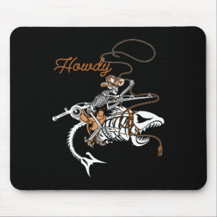 B Fishing Skeleton Howdy Lazy Halloween Costume Co Mouse Mat