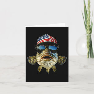 B Fishing Tee Usa Flag American Hat Sungles Fisher Card