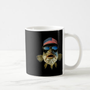 B Fishing Tee Usa Flag American Hat Sungles Fisher Coffee Mug
