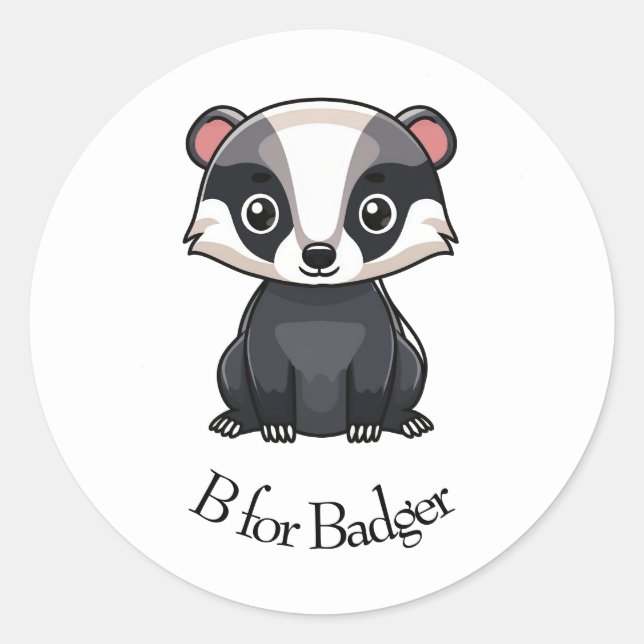 B for Badger Classic Round Sticker (Front)
