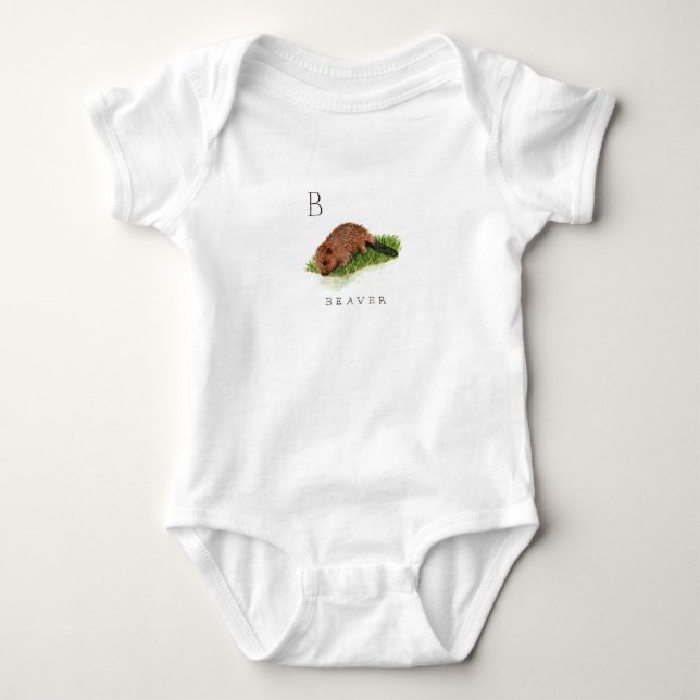 B for Beaver Baby Bodysuit (Front)