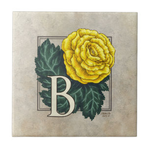 "B for Begonia" Flower Monogram Tile