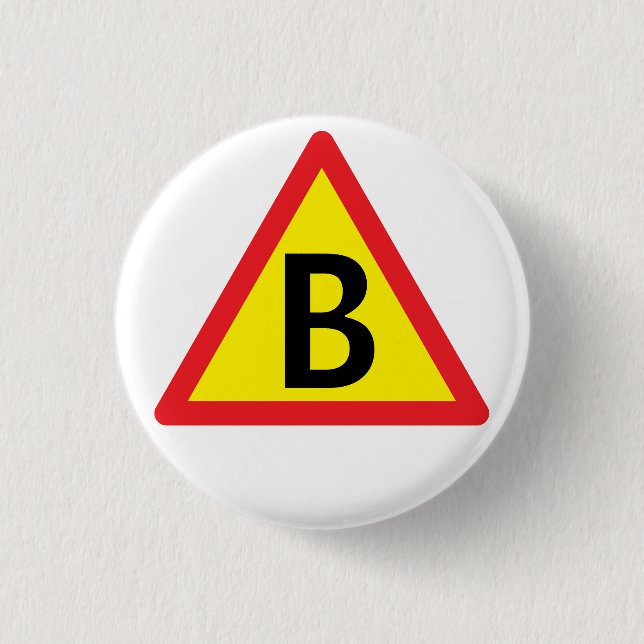 B for boot 3 cm round badge (Front)
