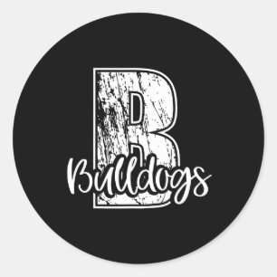 B For Bulldogs School Sports Fan Team Spirit Classic Round Sticker