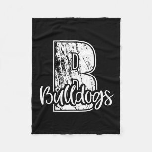 B For Bulldogs School Sports Fan Team Spirit Fleece Blanket