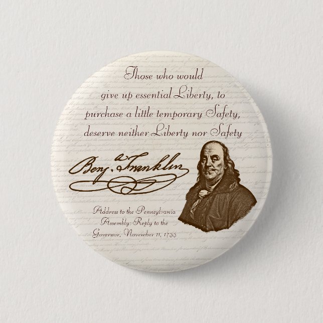 B. Franklin: Liberty & Safety - Button #2 (Front)