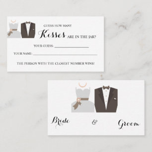 B & G How Many Kisses Bridal Shower game card