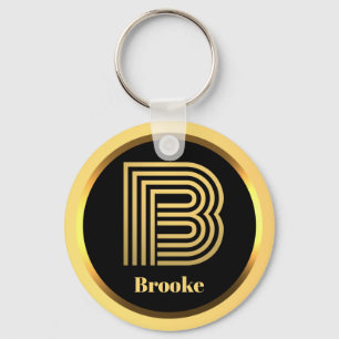 B Gold Monogrammed Letter Personalised Key Ring