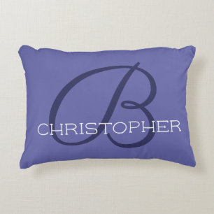 B Initial Custom Name Blue Periwinkle Decorative Cushion