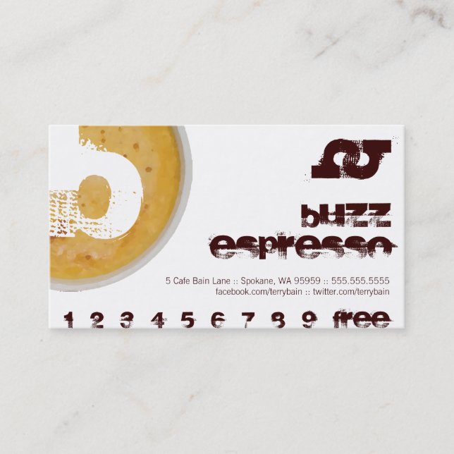 B - Initial Letter Foamy Coffee Cup Loyalty Punch Card (Front)