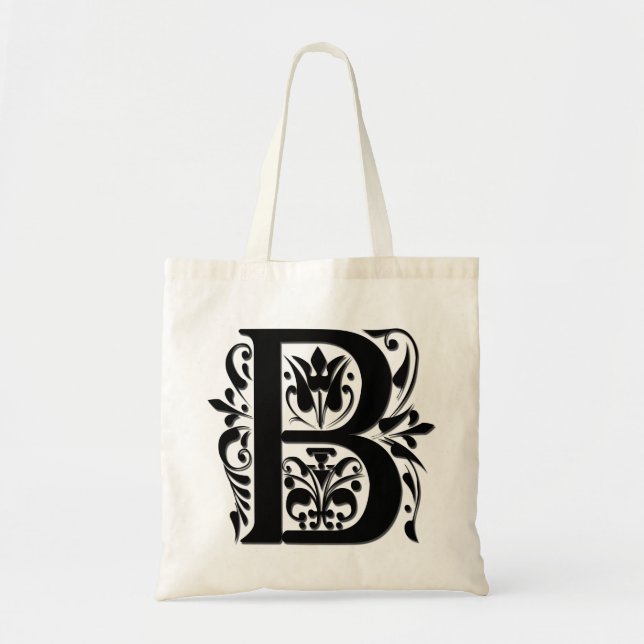 B Initial letter Monogram - paper cut style Tote Bag (Front)