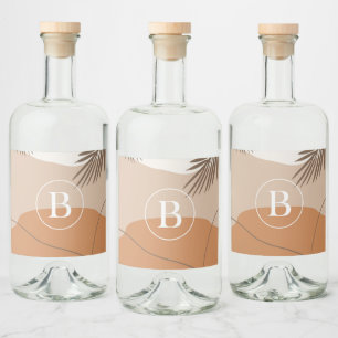 B - Initial Monogram Letter B Abstract Design Liquor Bottle Label