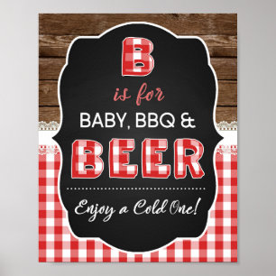B is for Baby, BBQ & Beer Sign - Red Baby Q