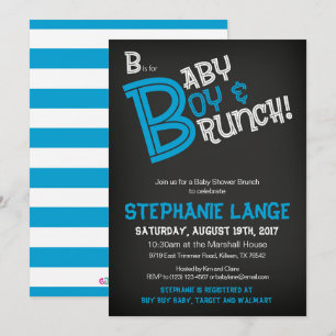 B is for Baby Boy Baby Shower Invitation Card