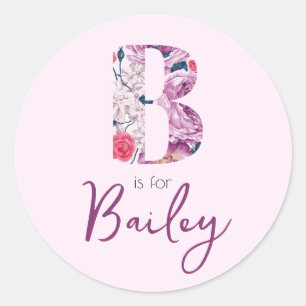 B is for Bailey Stickers Baby Girl Name Reveal