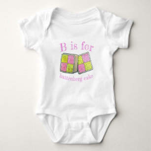 B is for Battenberg Marzipan Sponge Cake UK Baking Baby Bodysuit