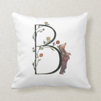 B is for Bear and Begonias Pillow! Cushion