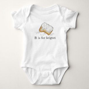 B is for Beignet Sugary New Orleans Pastry Letter Baby Bodysuit