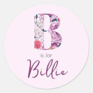 B is for Billie Stickers Baby Girl Name Reveal