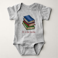 B is for Books Library Book Stack Reading Alphabet